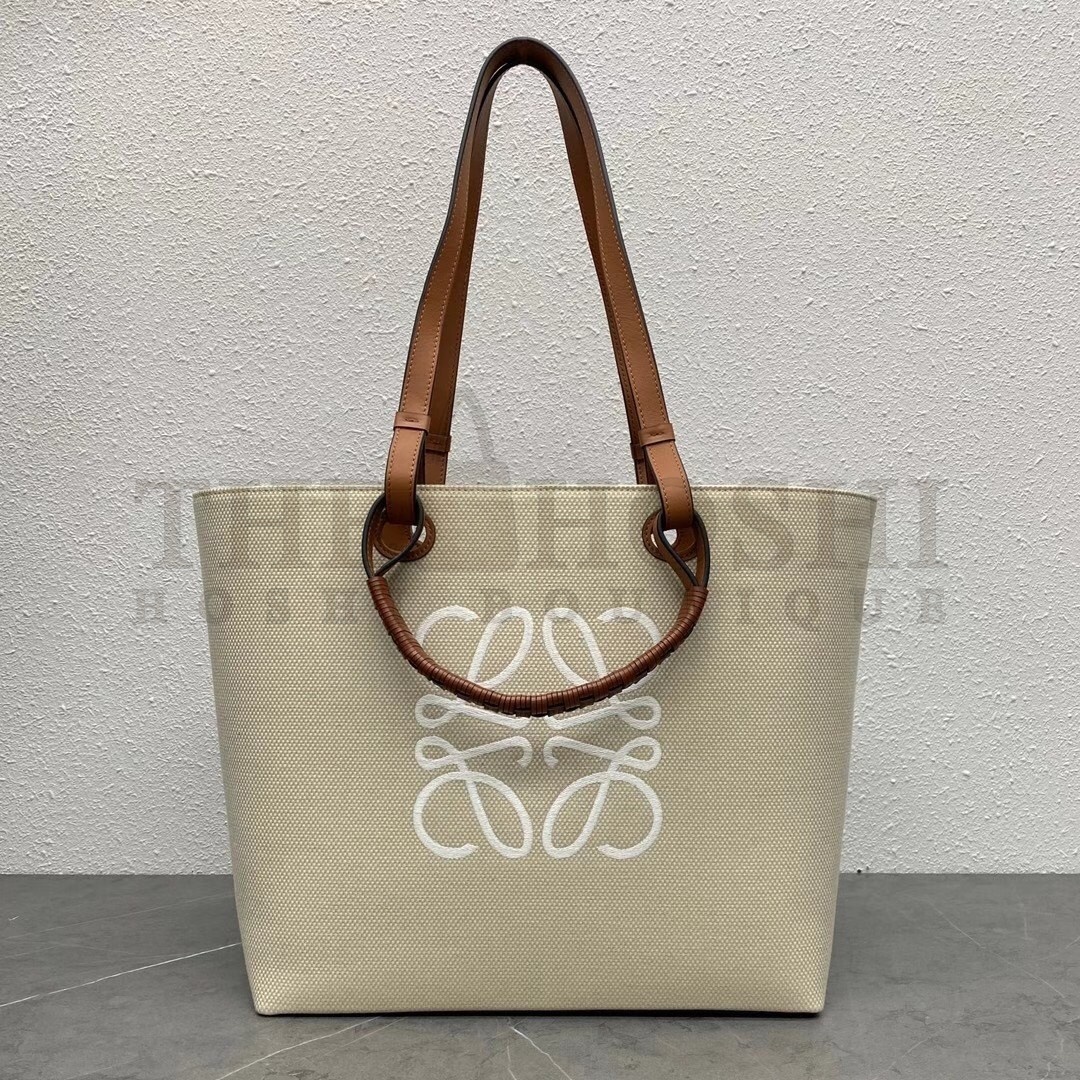 L0ew* Anagram Medium Tote Bag In Jacquard and Calfskin Master Quality