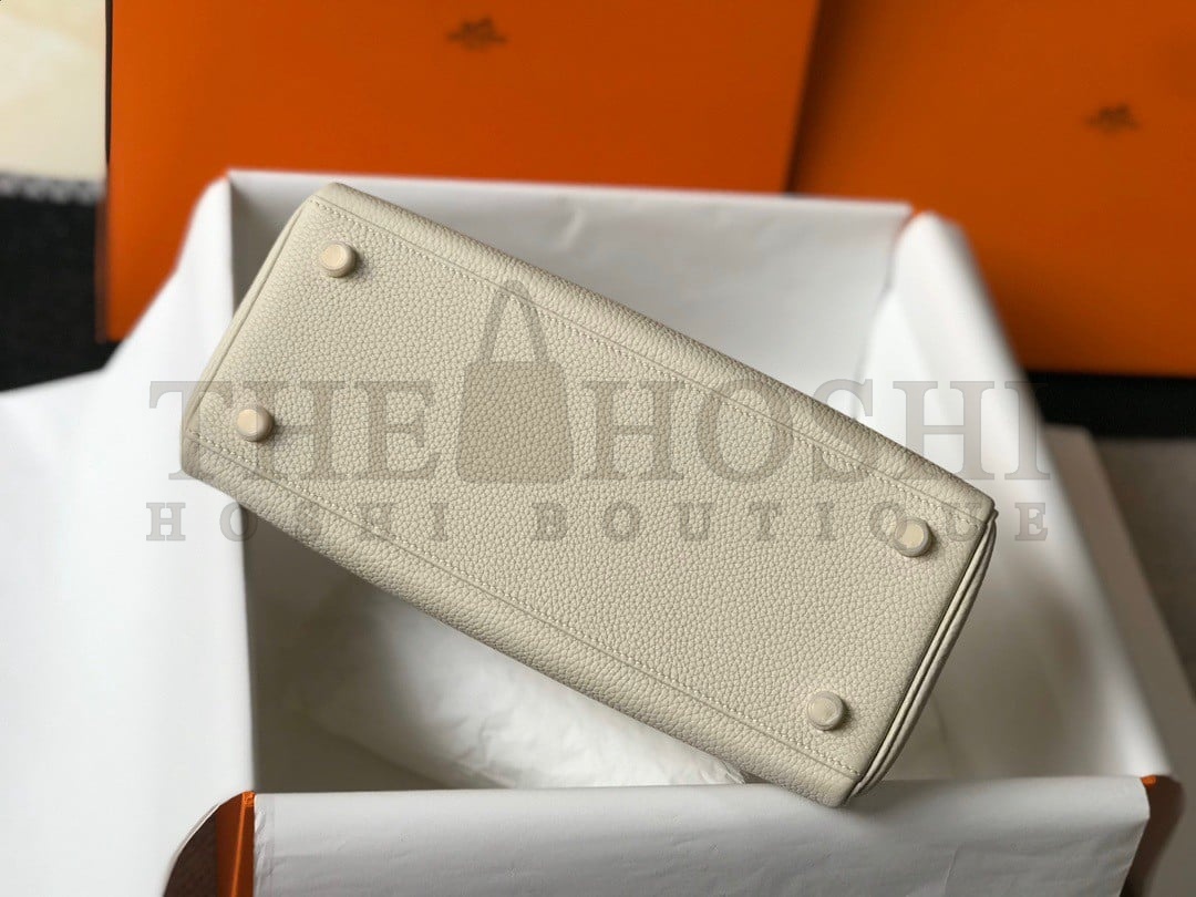 H**me5 Kelly 25cm Retourne Bag in Craie Clemence Leather GHW Master Quality