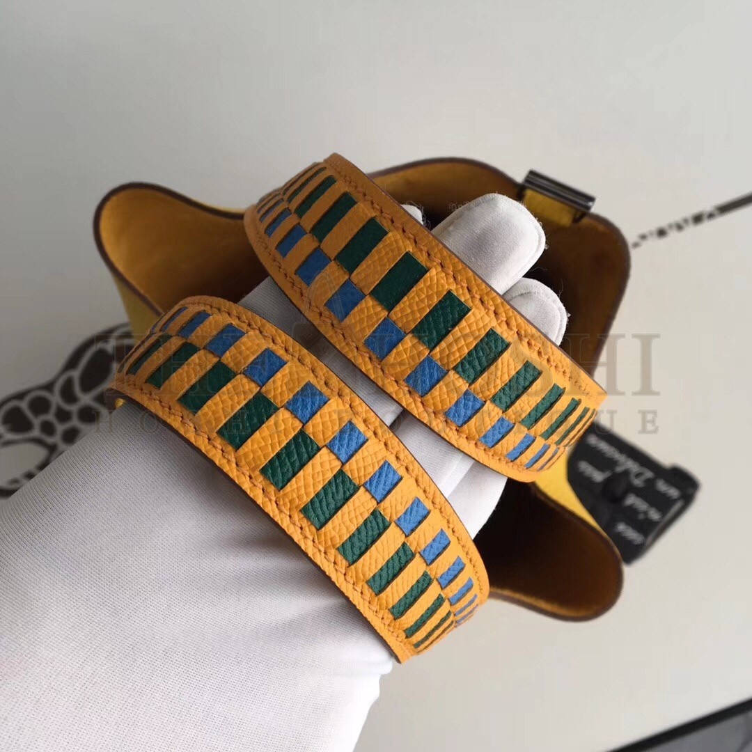 H**me5 Yellow Picotin Lock 18cm Bag With Braided Handles Master Quality