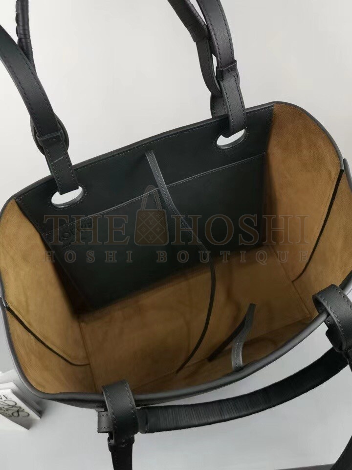 L0ew* Anagram Small Tote In Black Grained Calfskin Master Quality