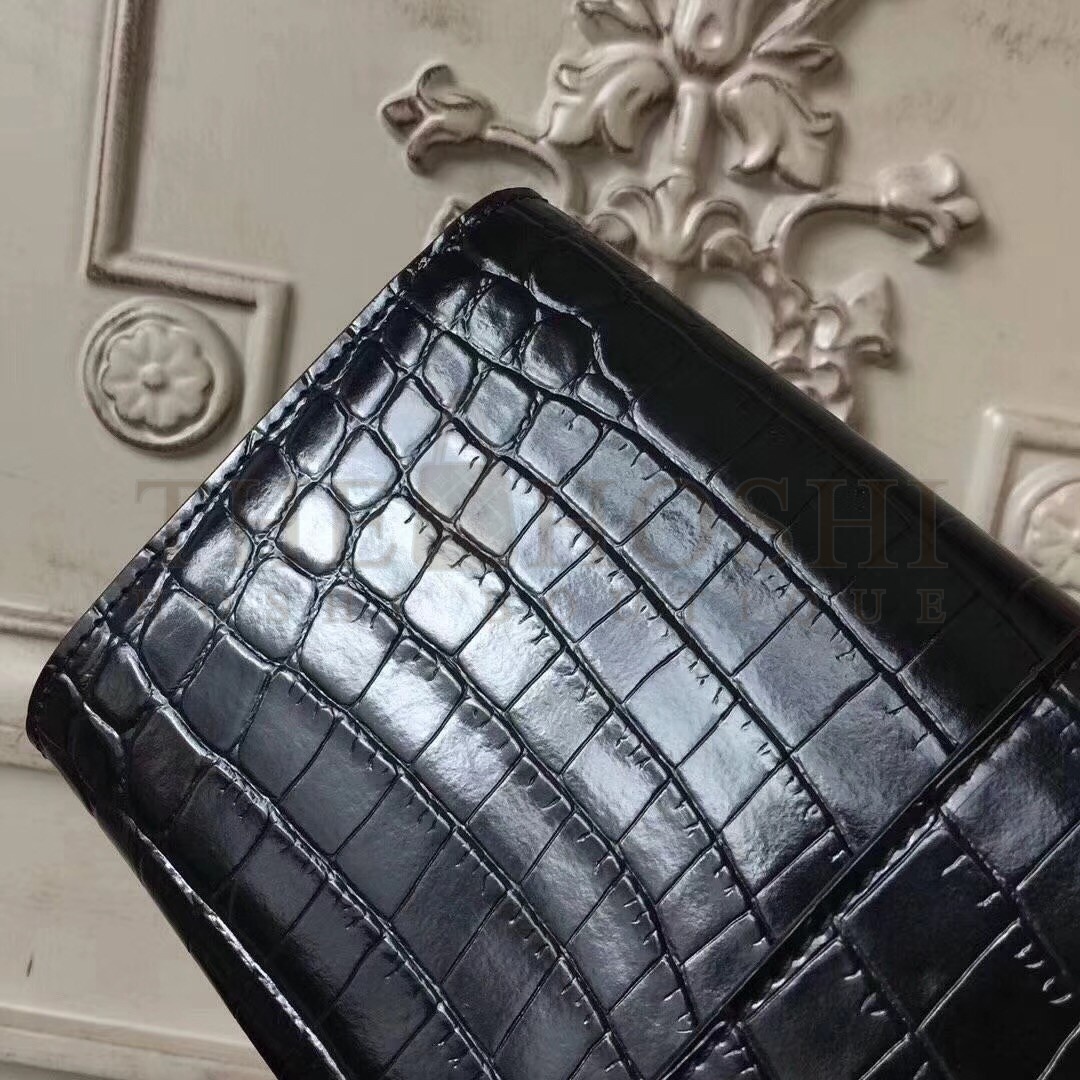 H**me5 Medor Clutch Bag In Black Crocodile Leather Master Quality