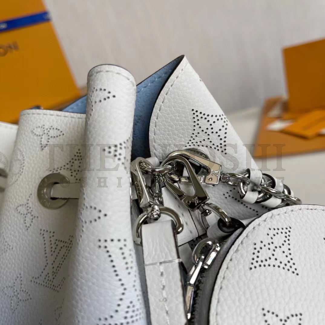 L0vis Vvtt0n LV Women Bella Bucket Bag Gradient Blue Mahina Perforated Calf Leather Master Quality