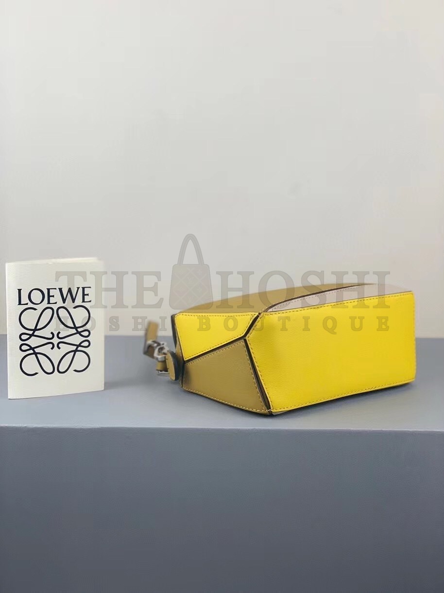L0ew* Mini Puzzle Bag In Ochre/White/Yellow Calfskin Master Quality