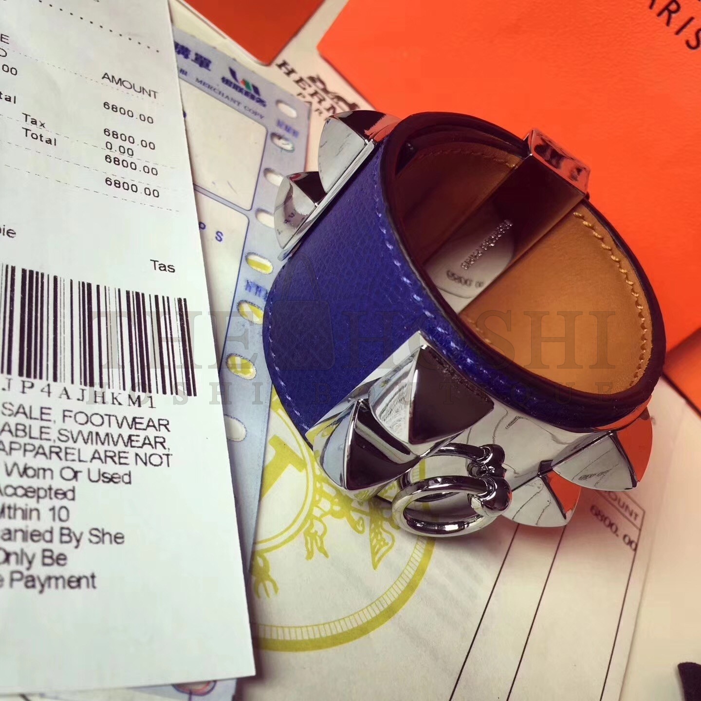 H**me5 Blue Epsom Collier de Chien Bracelet Size S Master Quality