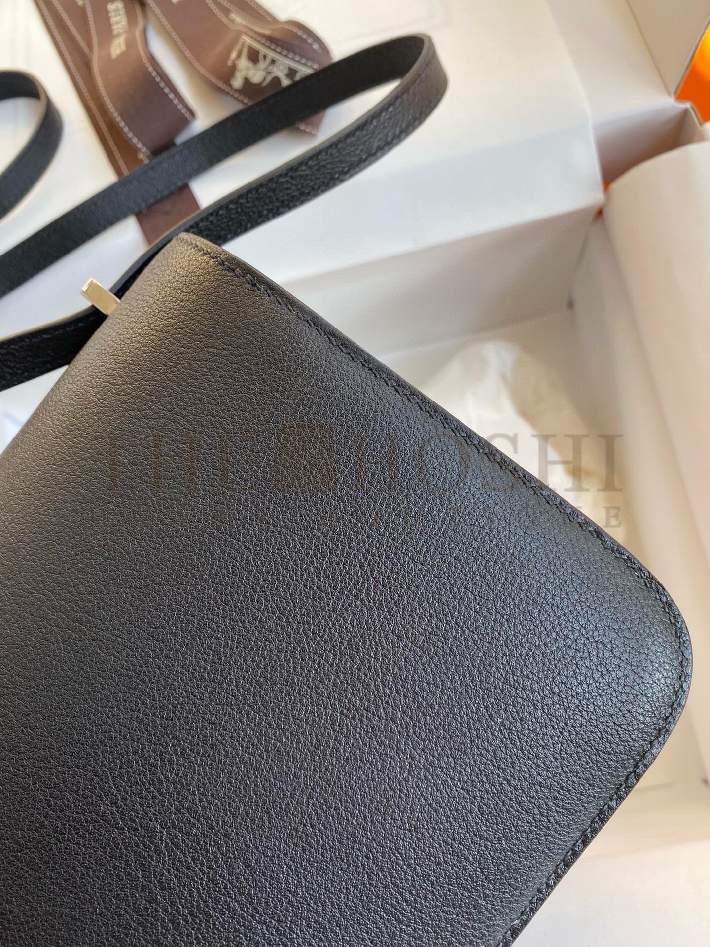 H**me5 Constance Enamel 18 Handmade Bag In Black Swift Calfskin Master Quality