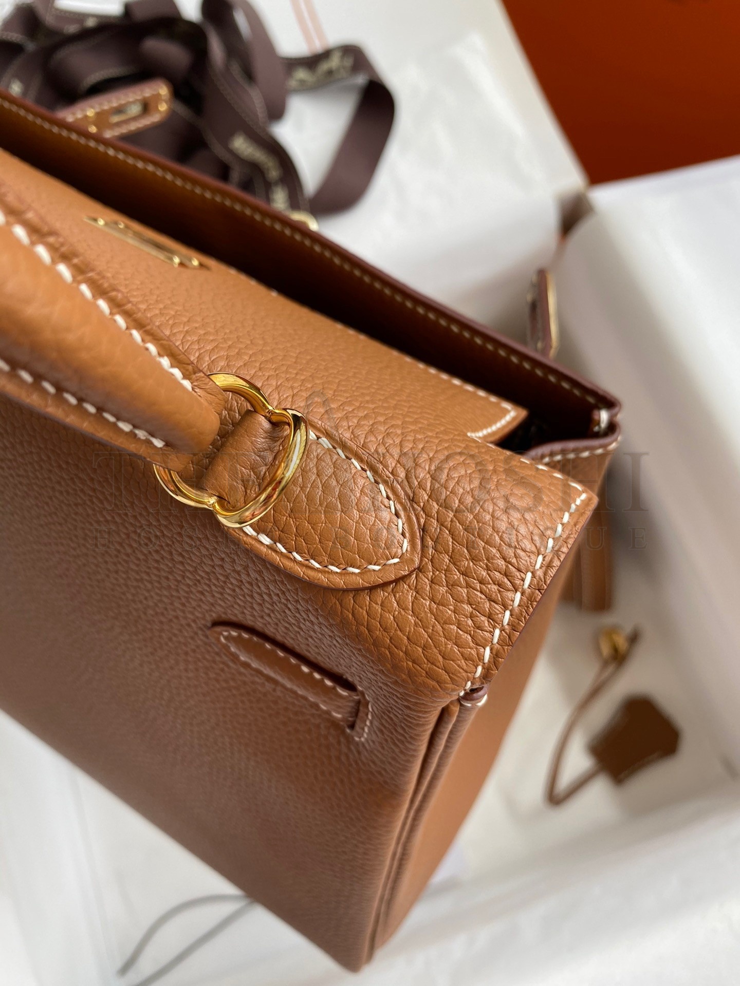 H**me5 Kelly Retourne 25 Handmade Bag In Gold Clemence Leather Master Quality