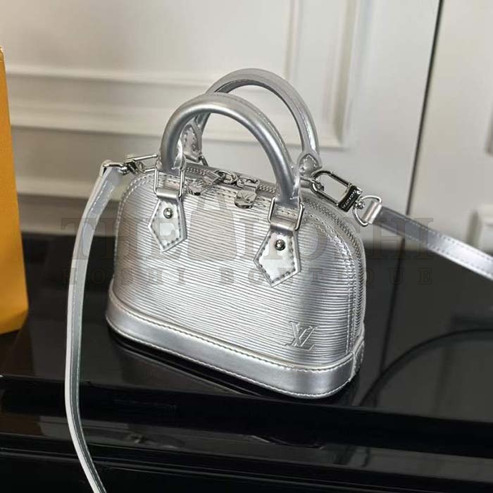 L0vis Vvtt0n LV Women Nano Alma Handbag Silver Epi Grained Cowhide Leather Master Quality