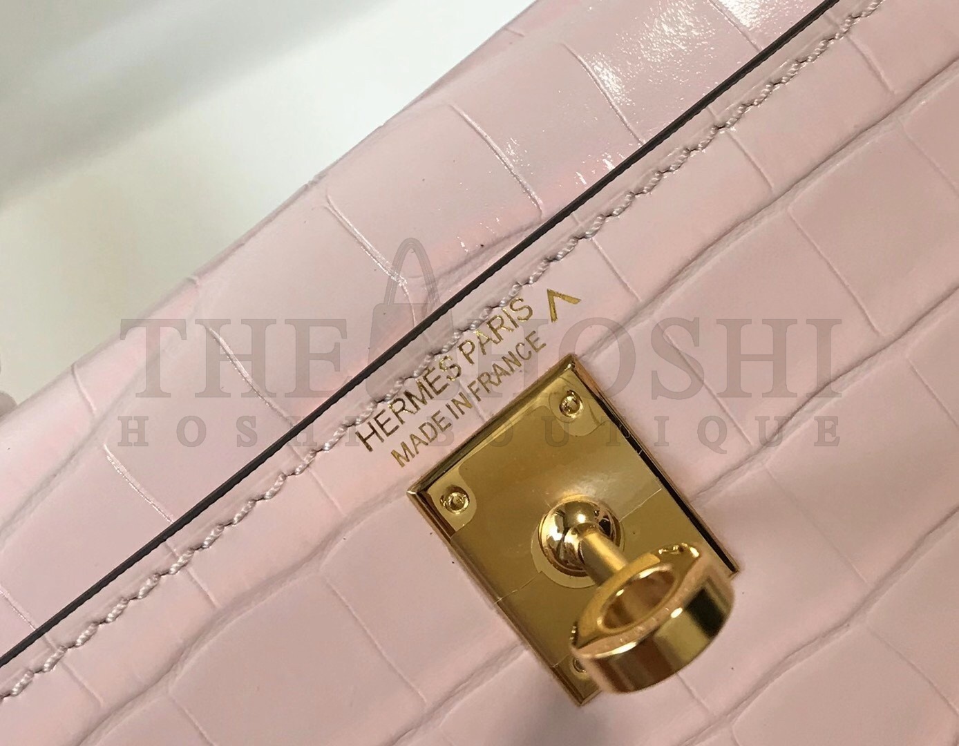 H**me5 Kelly Mini II Bag In Rose Dragee Embossed Crocodile Calfskin Master Quality