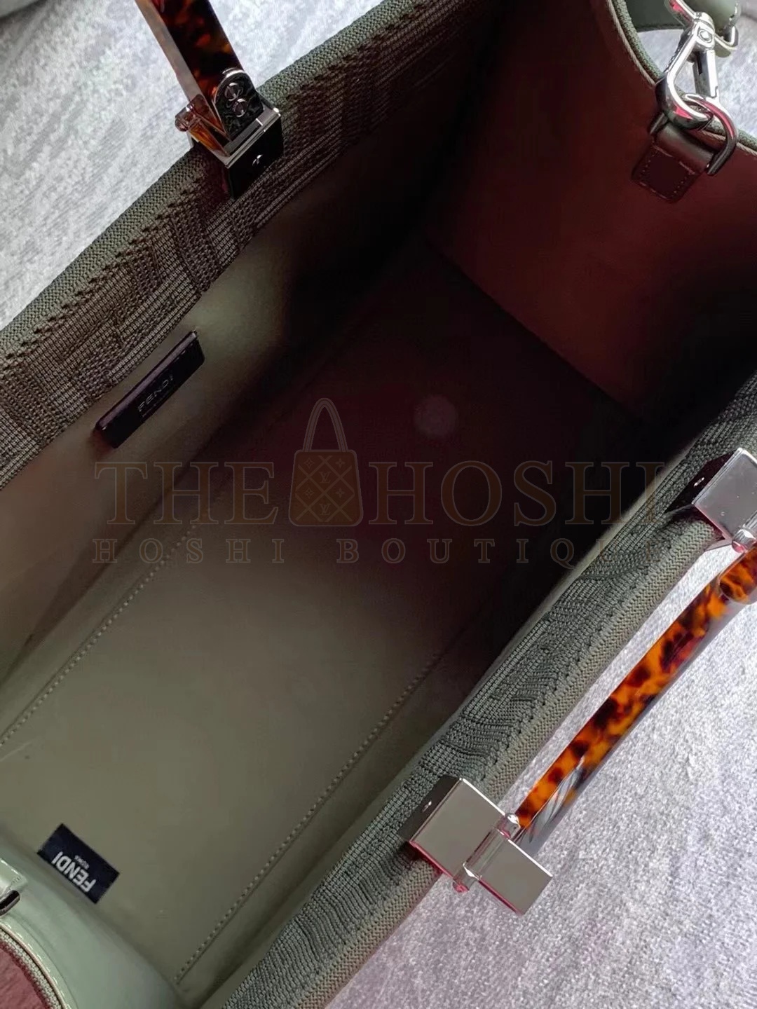 F**di Sunshine Medium Tote Bag In Green FF Fabric Master Quality