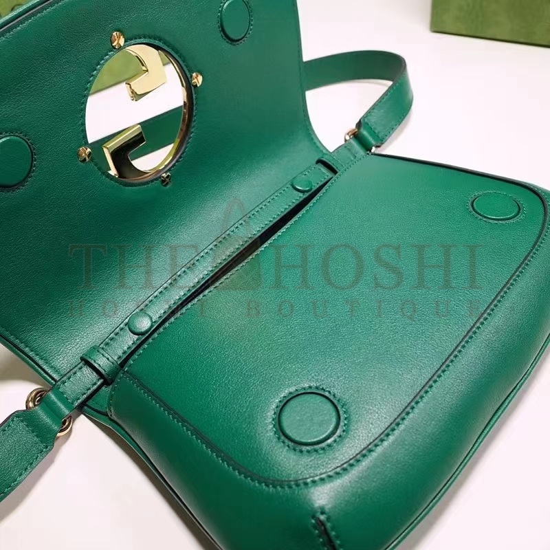 Gvc*1 Women GG Blondie Shoulder Bag Emerald Green Leather Round Interlocking G Master Quality