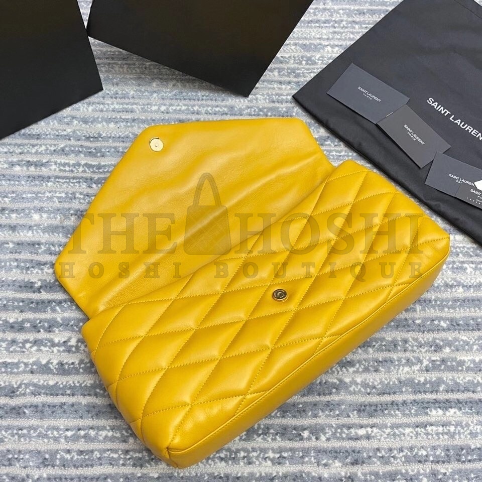 Sa1nt Lau*nt Sade Puffer Envelope Clutch In Yellow Lambskin Master Quality