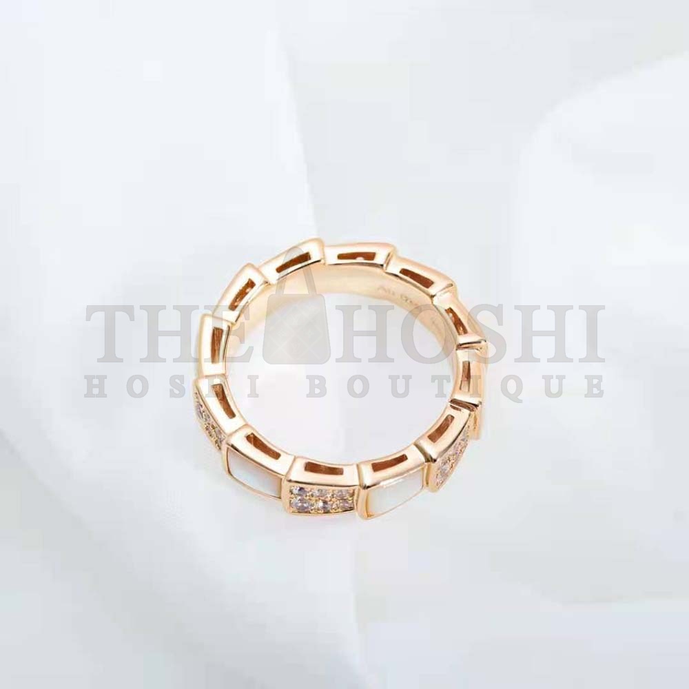 Bv1g*ai Women Serpenti Viper Band Ring in 18 KT Rose Gold-White Master Quality