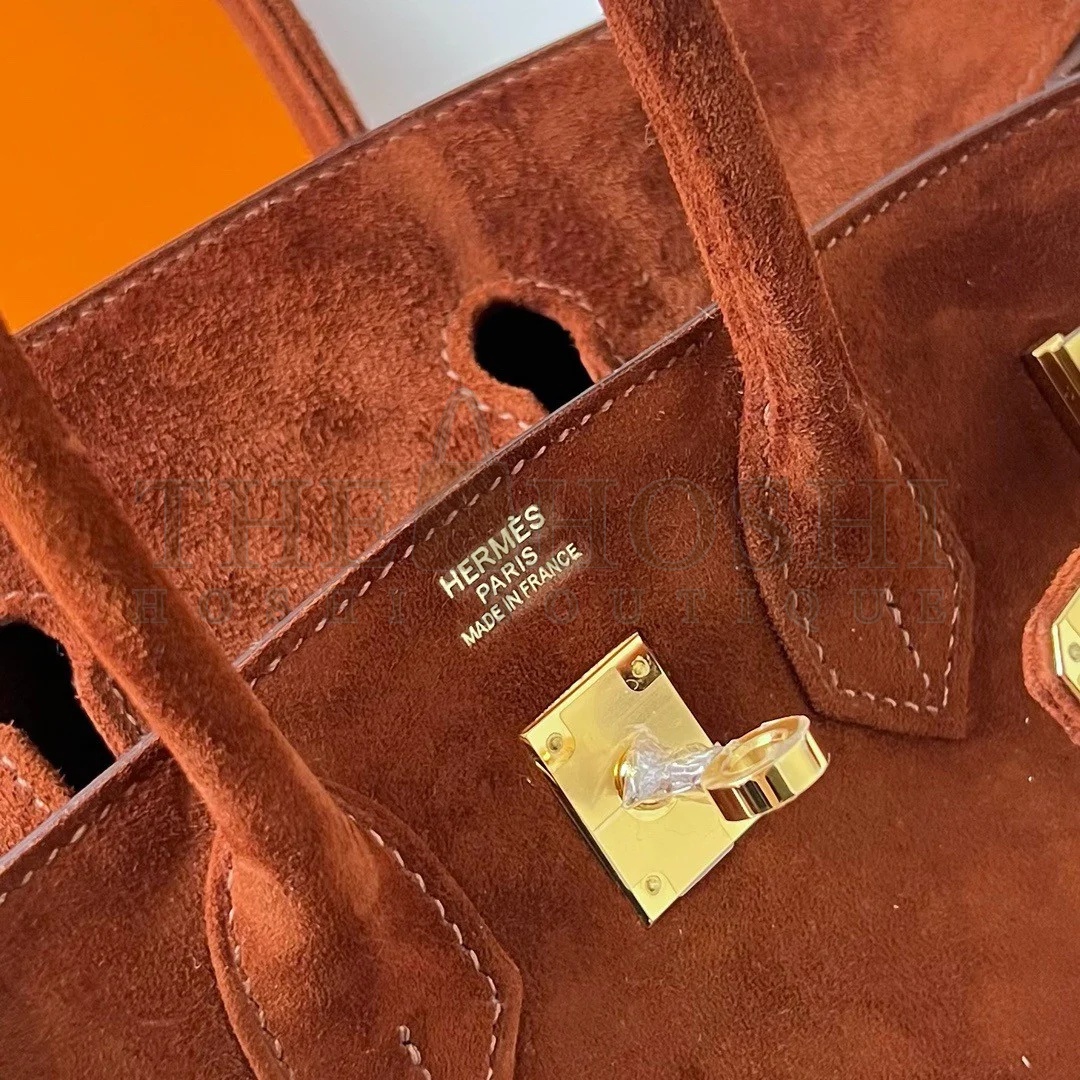 H**me5 Birkin 25 Retourne Handmade Bag In Brown Doblis Suede Leather Master Quality