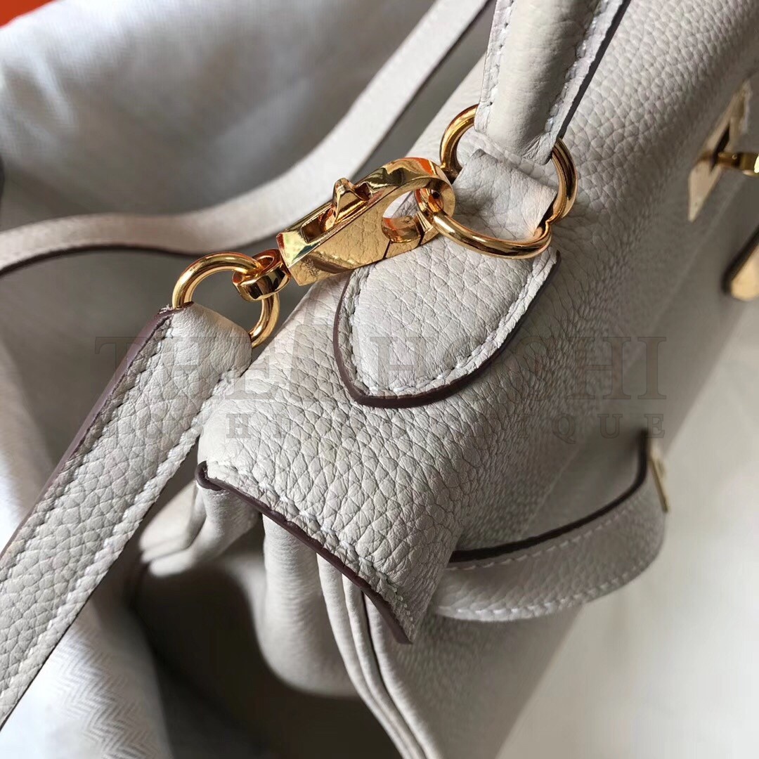 H**me5 Kelly 32cm Retourne Bag In Pearl Grey Clemence Leather Master Quality