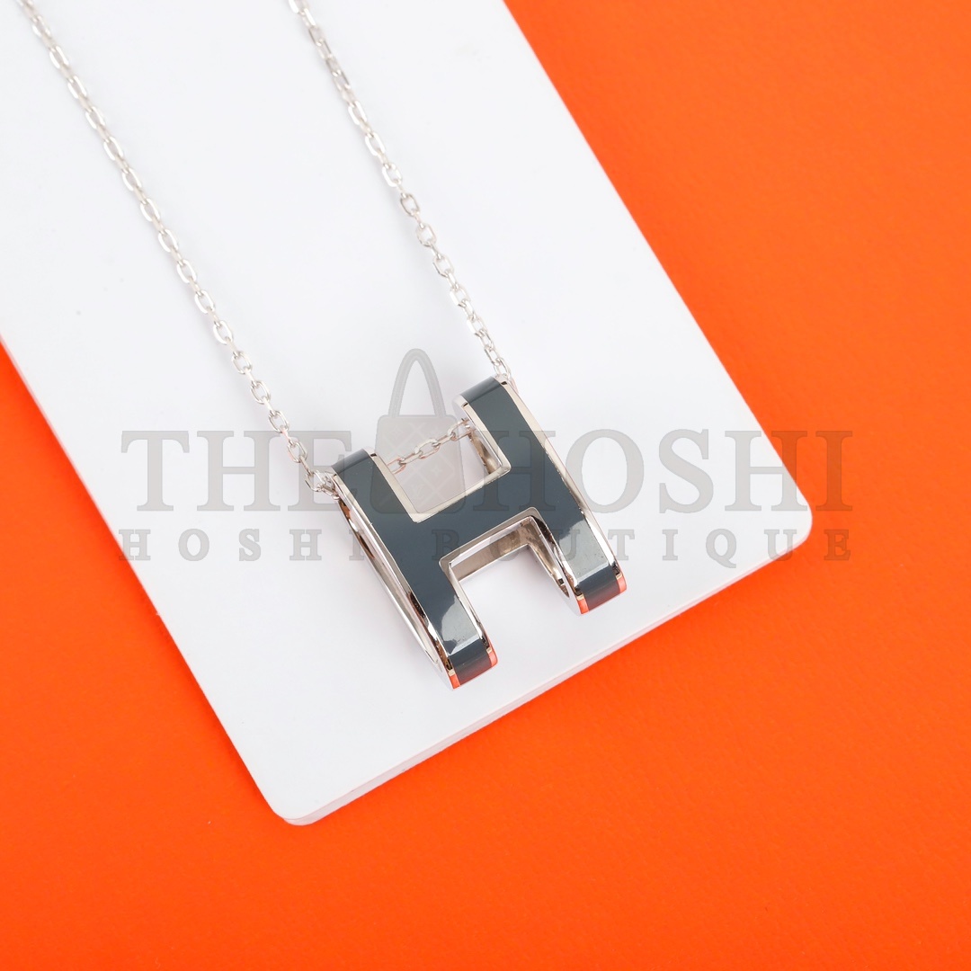 Herme* H**me5 Enameled Curved H Necklace Master Quality