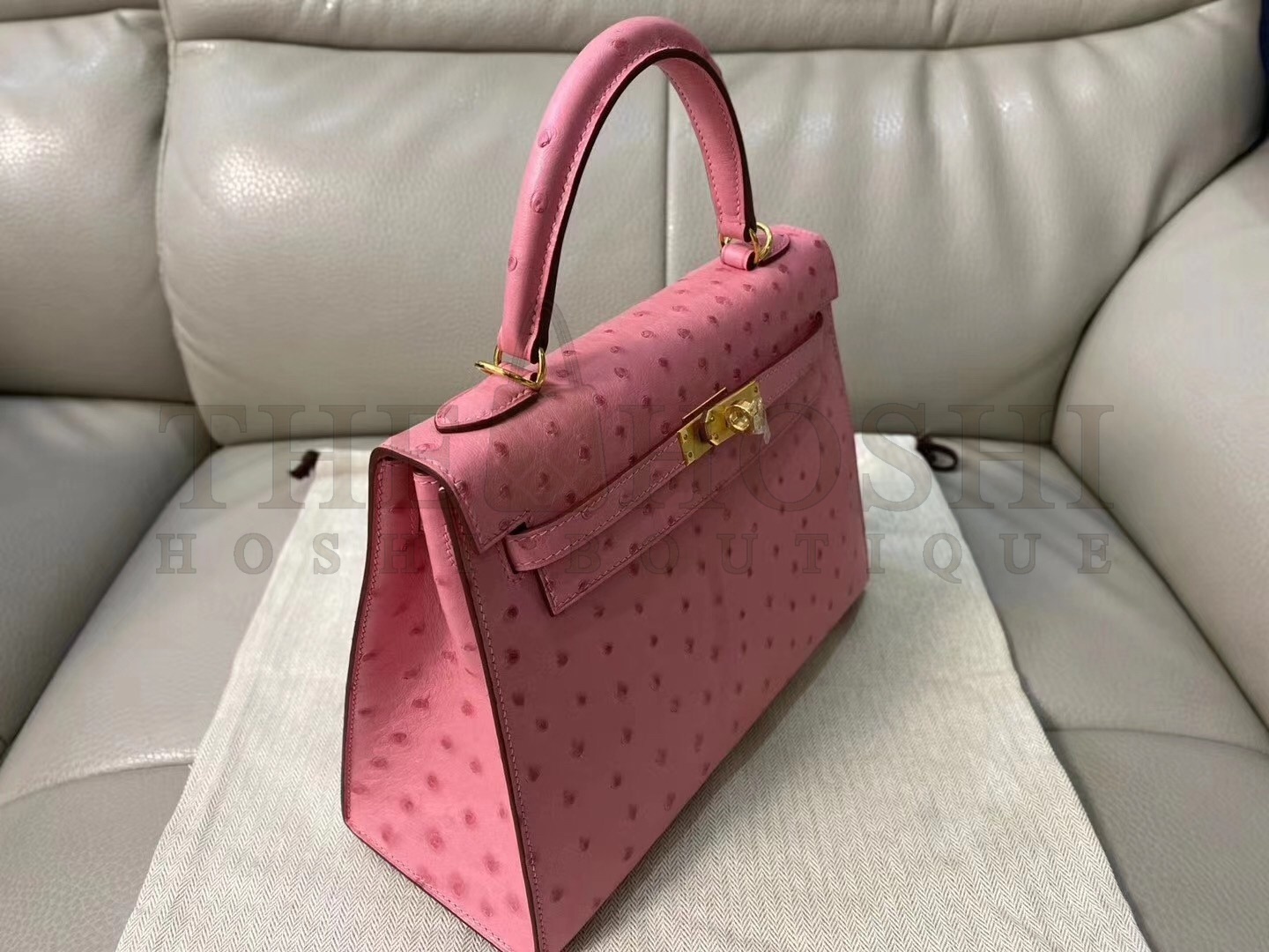 H**me5 Terre Cutie Ostrich Kelly 25cm Handmade Bag Master Quality