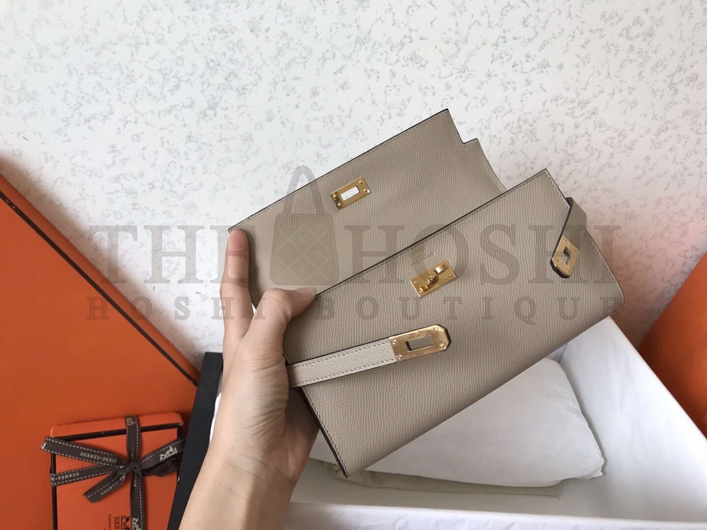 H**me5 Kelly Classic Long Wallet In Grey Epsom Leather Master Quality