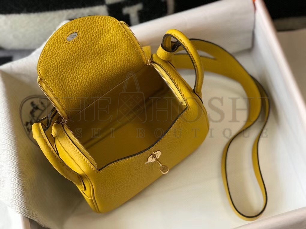 H**me5 Mini Lindy Bag In Yellow Clemence Leather Master Quality