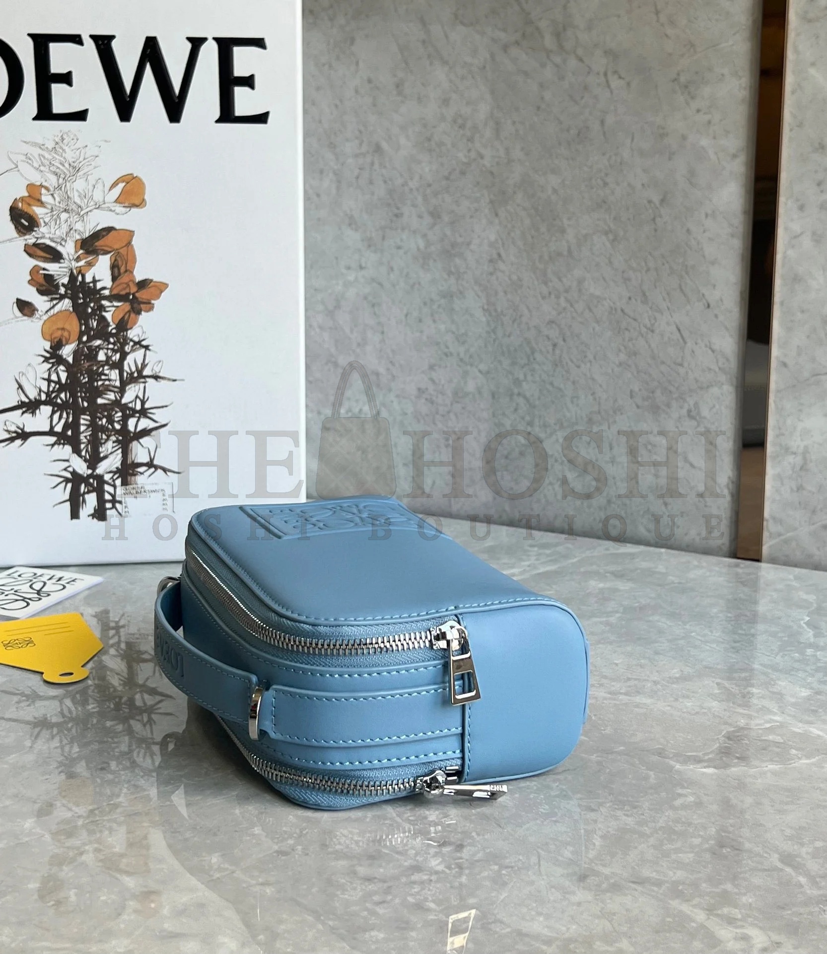 L0ew* Mini Camera Crossbody Bag in Blue Calfskin Master Quality