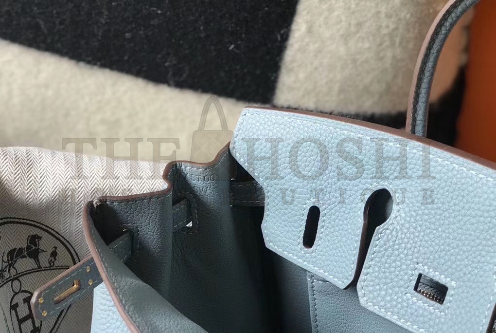 H**me5 Birkin 25 Bag In Blue Lin Clemence Leather with GHW Master Quality