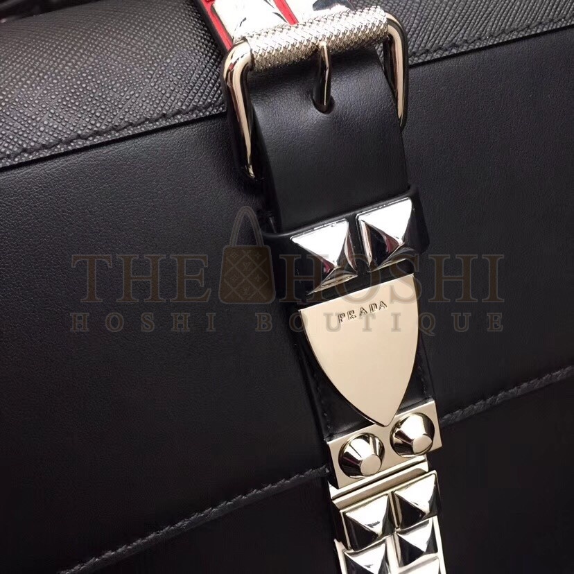 Pra*a Elektra Shoulder Bag In Black Calfskin Master Quality