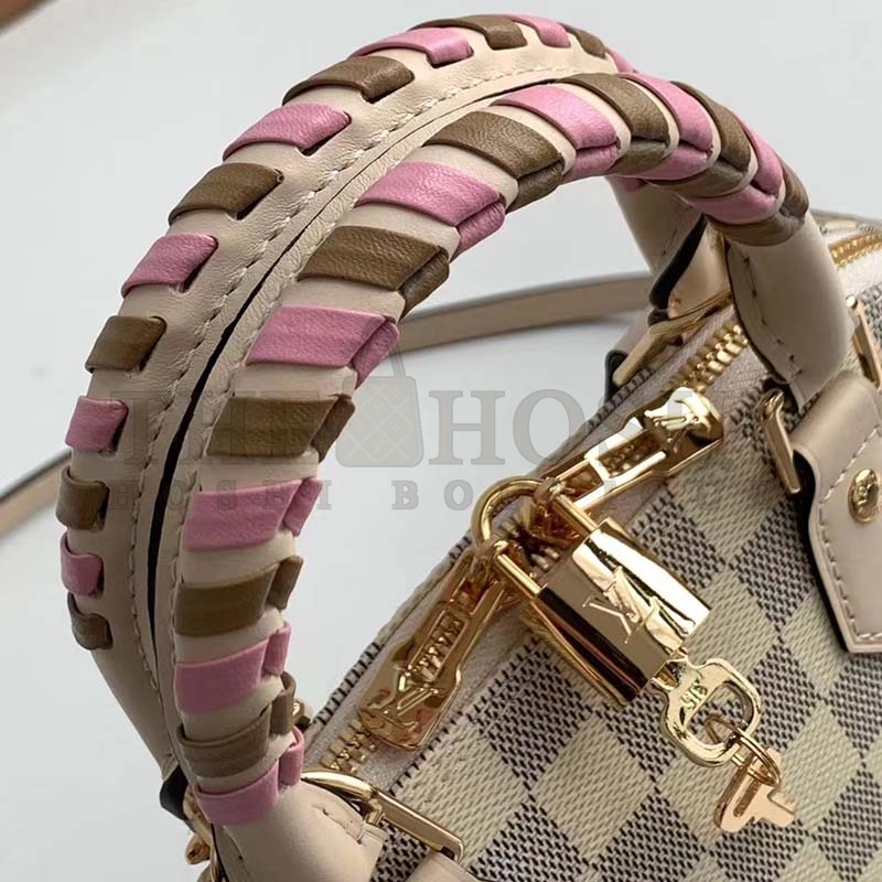 L0vis Vvtt0n LV Women Alma BB Handbag Beige Damier Azur Coated Canvas Master Quality