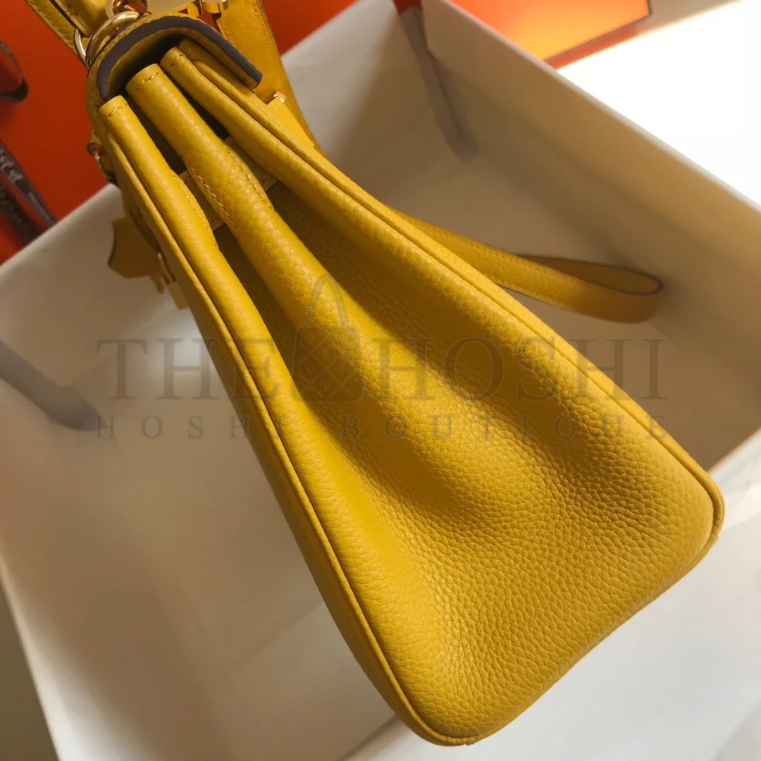 H**me5 Kelly 32cm Retourne Bag in Yellow Clemence Leather GHW Master Quality
