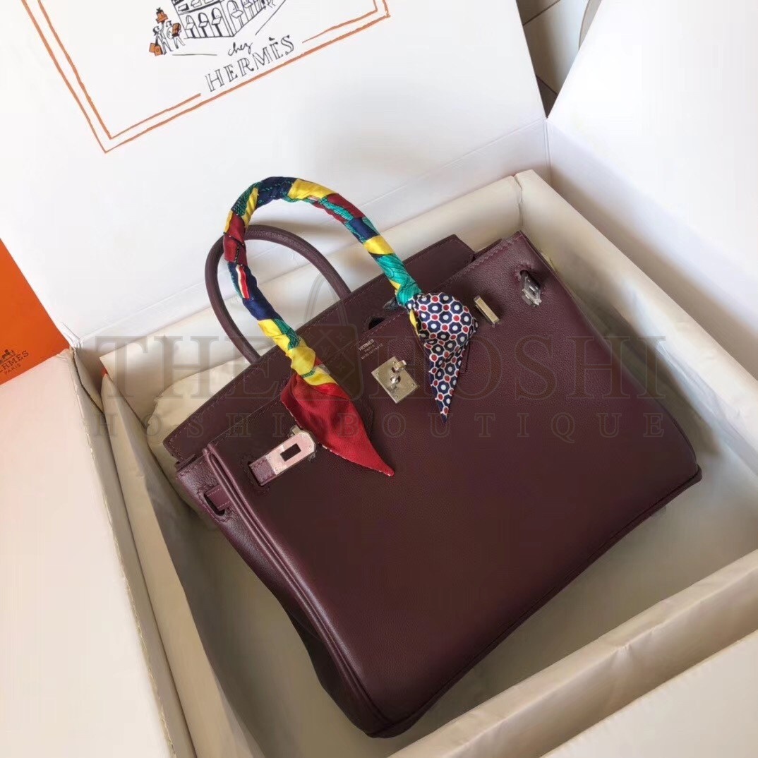 H**me5 Burgundy Birkin 25cm Swift Handmade Bag Master Quality