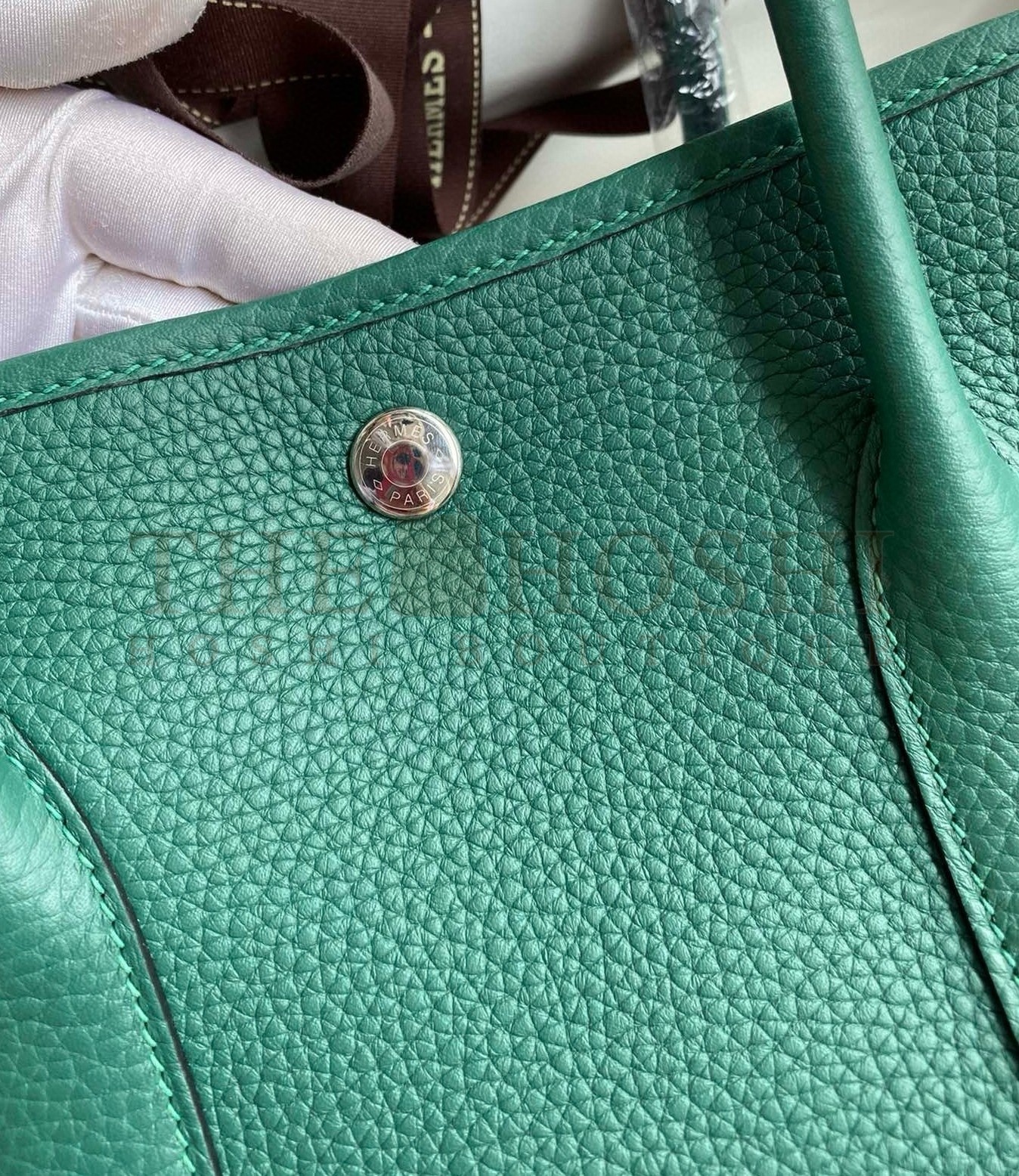 H**me5 Garden Party 30 Handmade Bag in Malachite Clemence Leather Master Quality