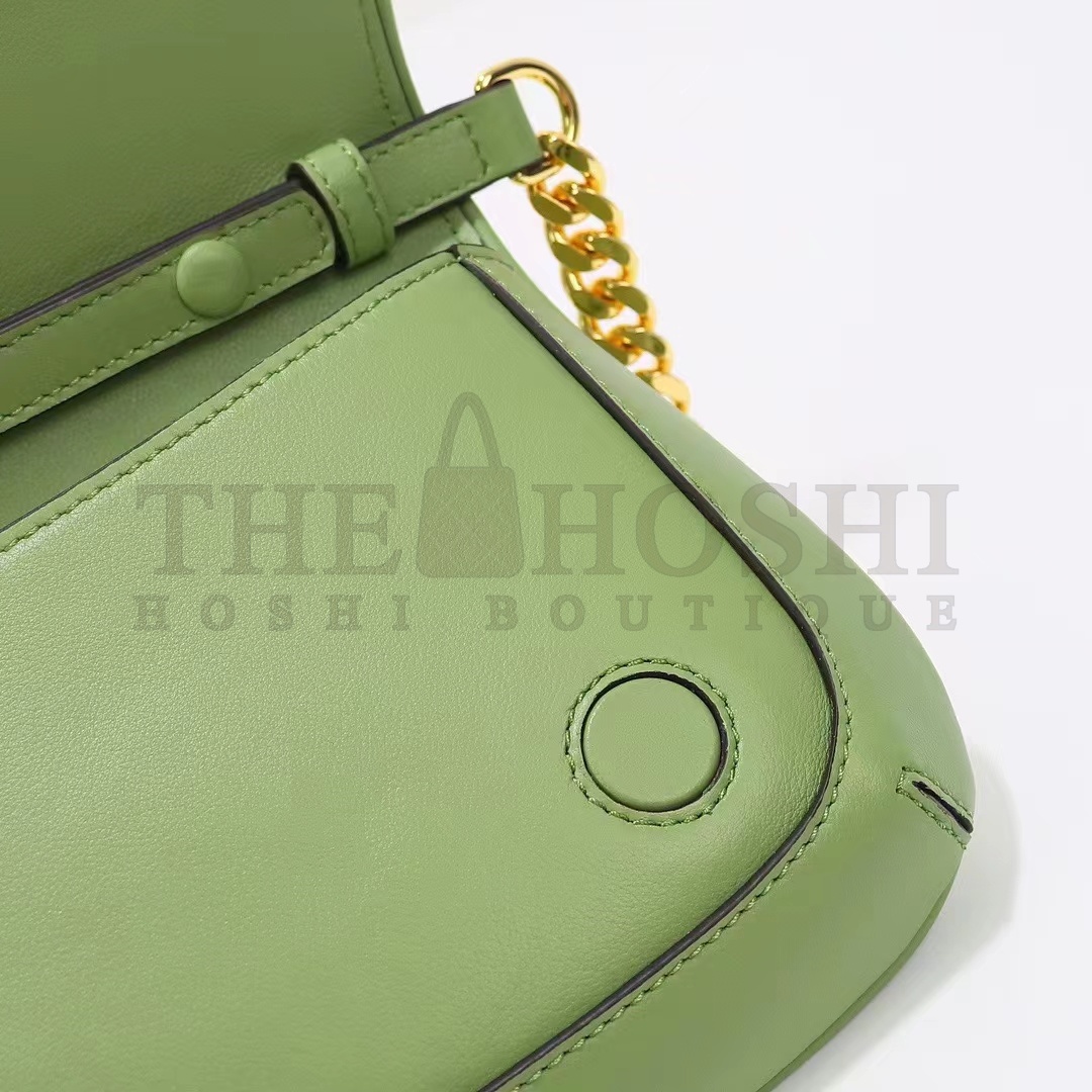 Gvc*1 Women GG Blondie Shoulder Bag Green Leather Round Interlocking G Master Quality
