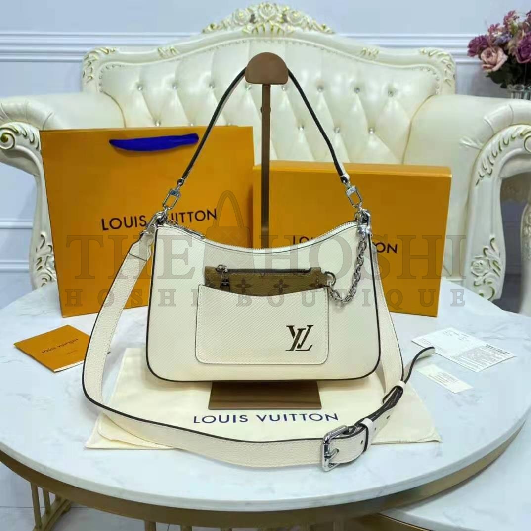 L0vis Vvtt0n LV Women Marelle Handbag Beige Epi Grained Cowhide Leather Canvas Master Quality