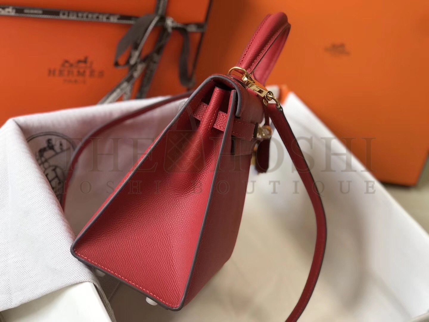 H**me5 Kelly 25cm Sellier Bag In Red Epsom Leather Master Quality