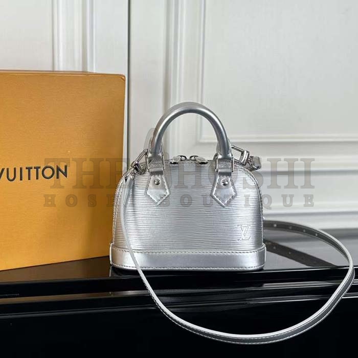 L0vis Vvtt0n LV Women Nano Alma Handbag Silver Epi Grained Cowhide Leather Master Quality