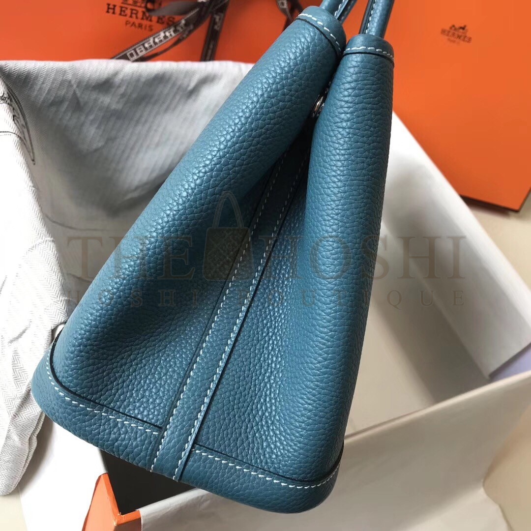 H**me5 Garden Party 36 Bag In Blue Jean Clemence Leather Master Quality