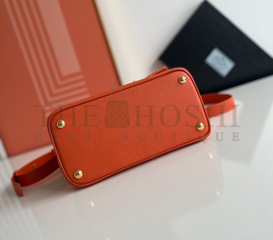 Pra*a Double Mini Bag In Orange Saffiano Leather Master Quality
