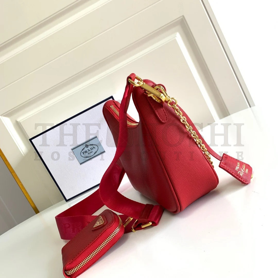 Pra*a Re-Edition 2005 Shoulder Bag In Red Saffiano Leather Master Quality