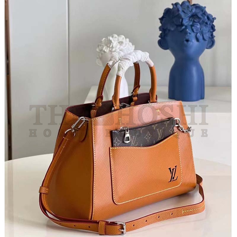 L0vis Vvtt0n LV Women Marelle Tote MM Gold Miel Brown Epi Grained Cowhide Master Quality