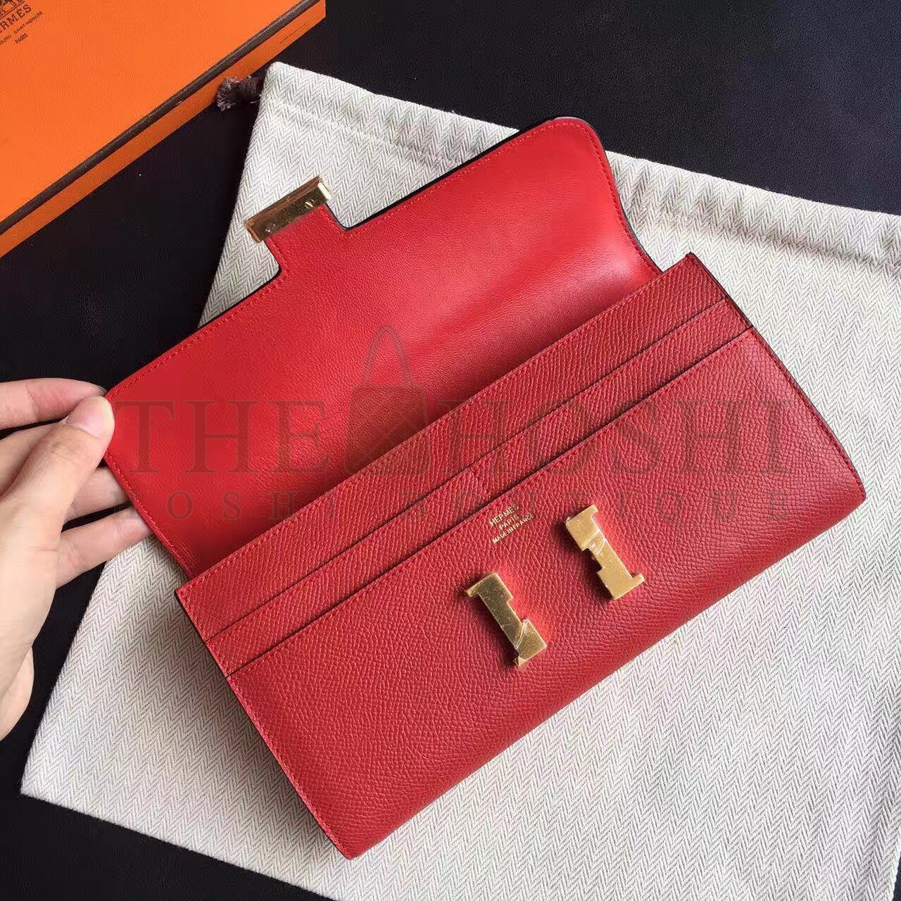 H**me5 Red Epsom Constance Long Wallet Master Quality