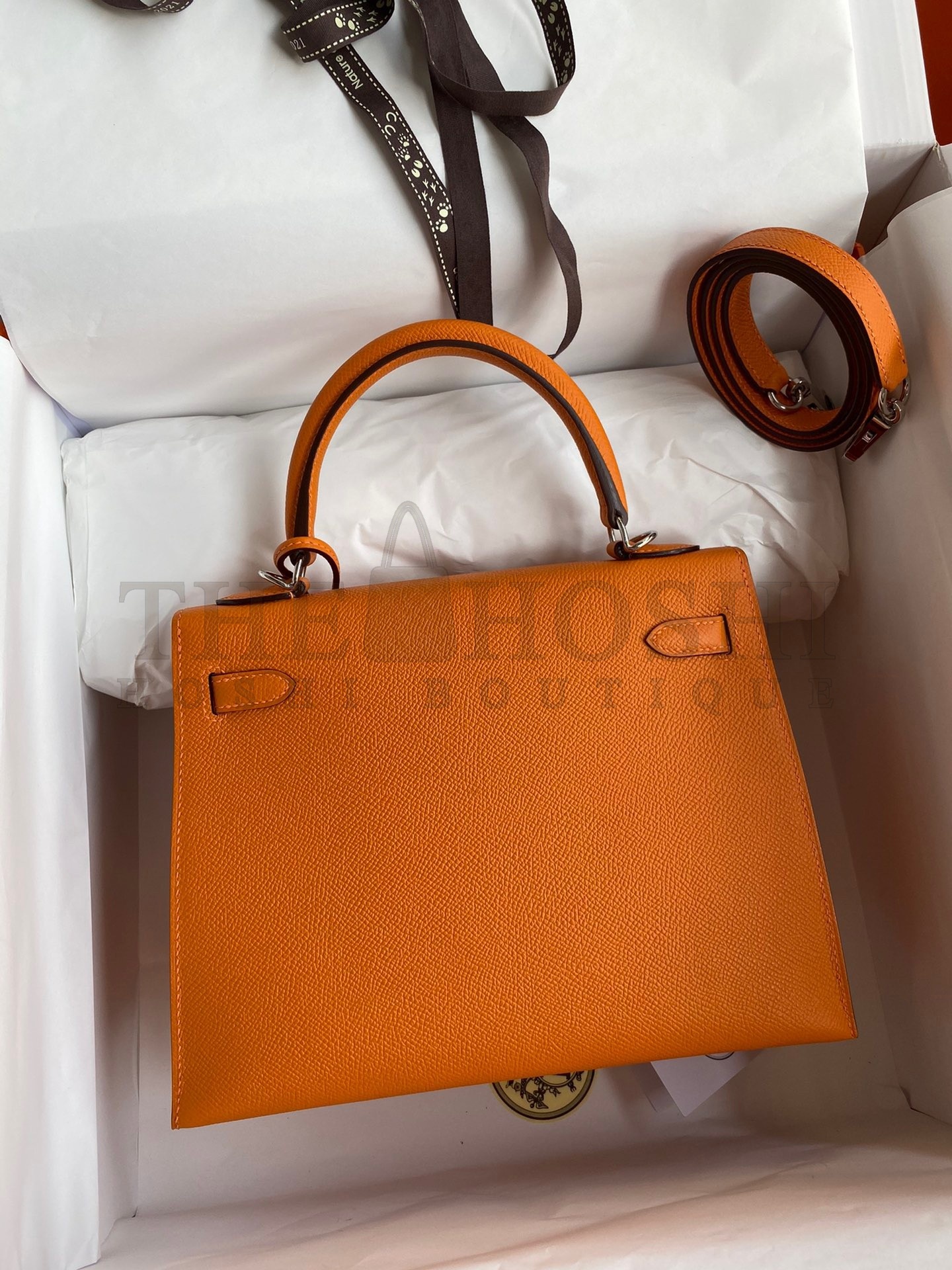 H**me5 Epsom Kelly 25cm Sellier Handmade Orange Bag Master Quality