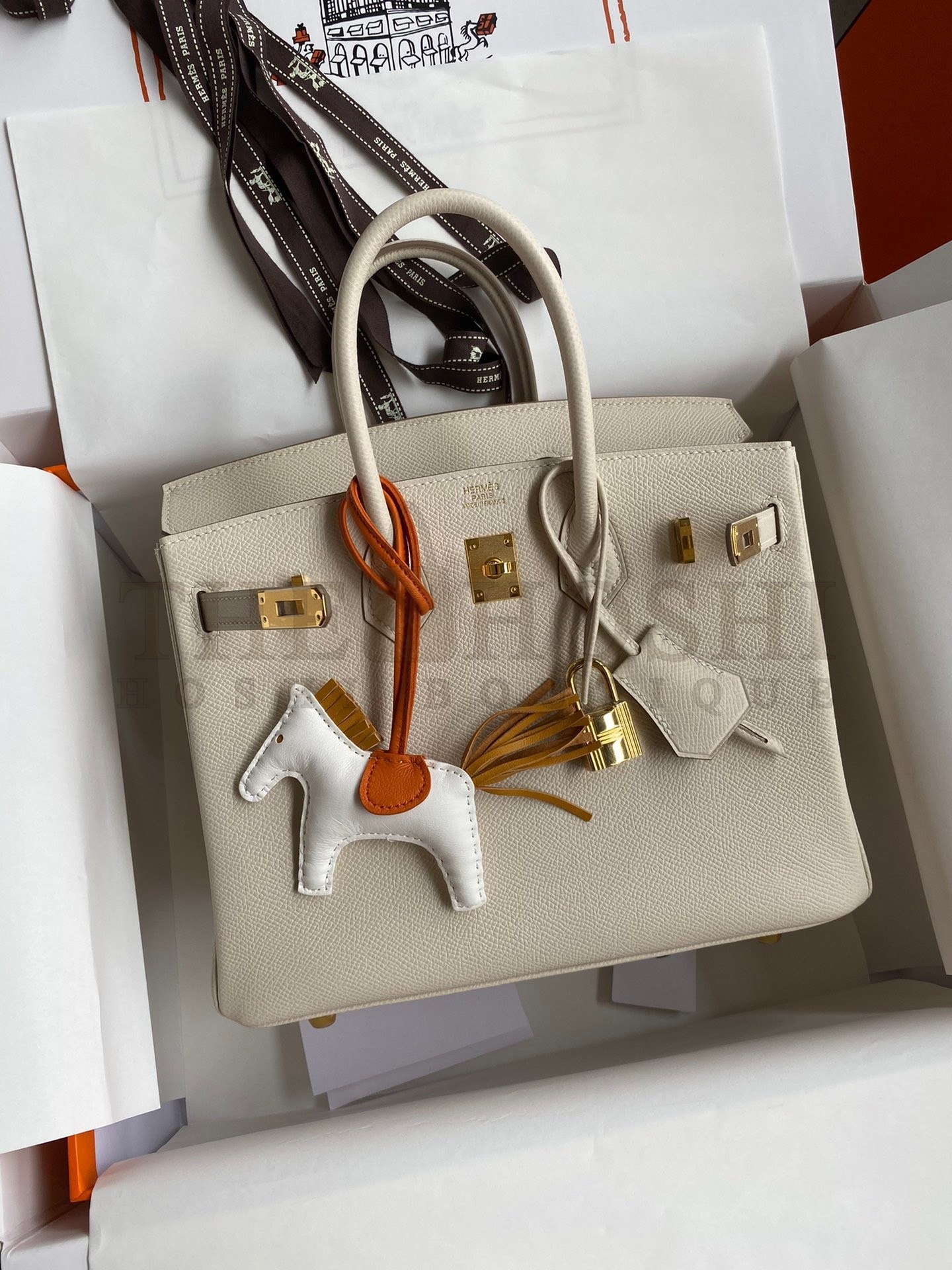 H**me5 Birkin 25 Retourne Handmade Bag In Craie Epsom Calfskin Master Quality