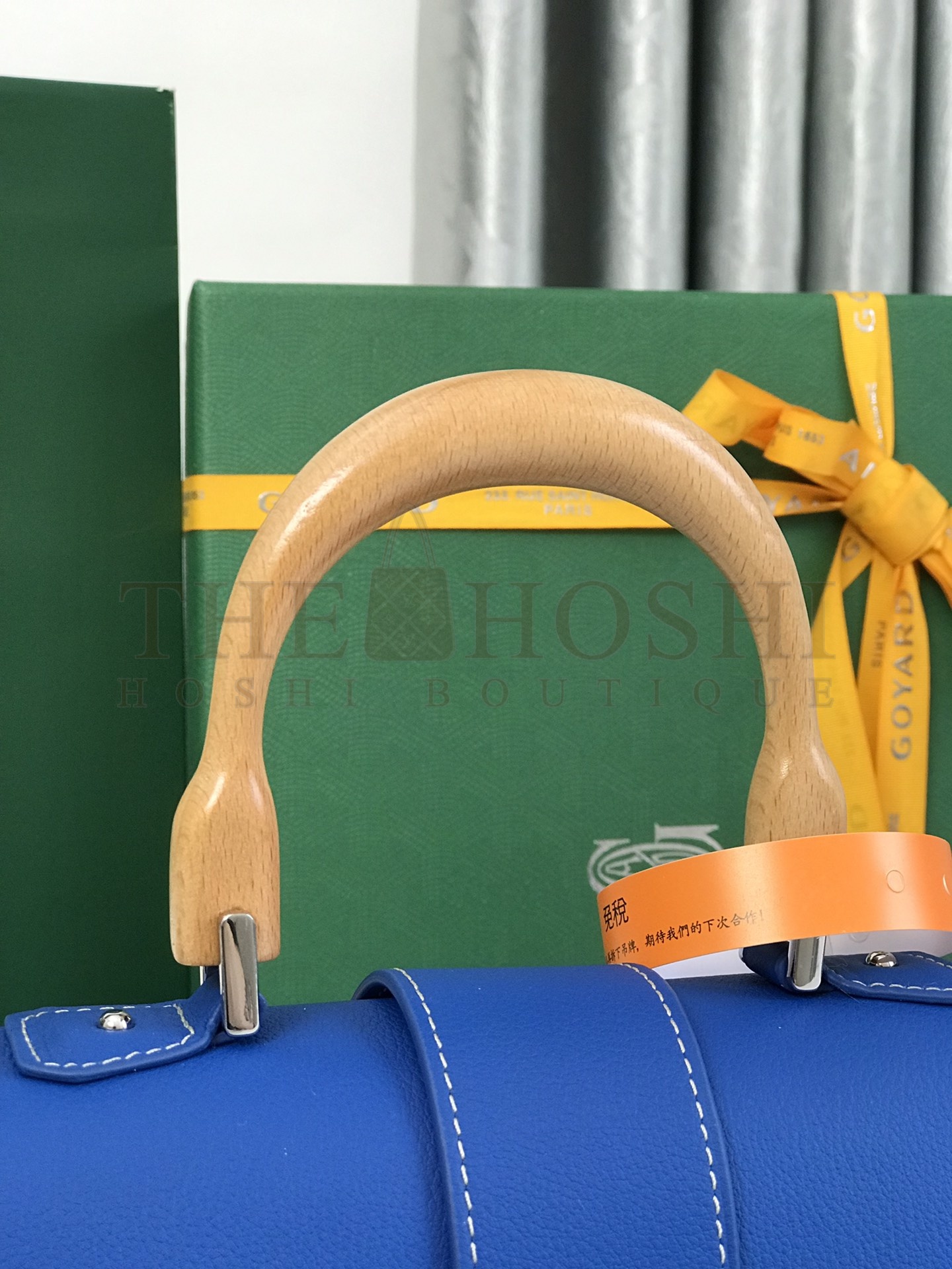 G09ard Mini Saigon Bag Blue Leather Wooden Handle 20x14.5x9cm Master Quality