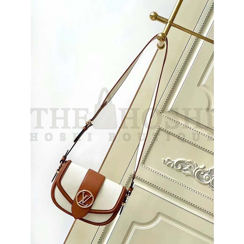 L0vis Vvtt0n LV Women Pont 9 Soft MM Handbag Caramel Brown Canvas Cowhide Master Quality