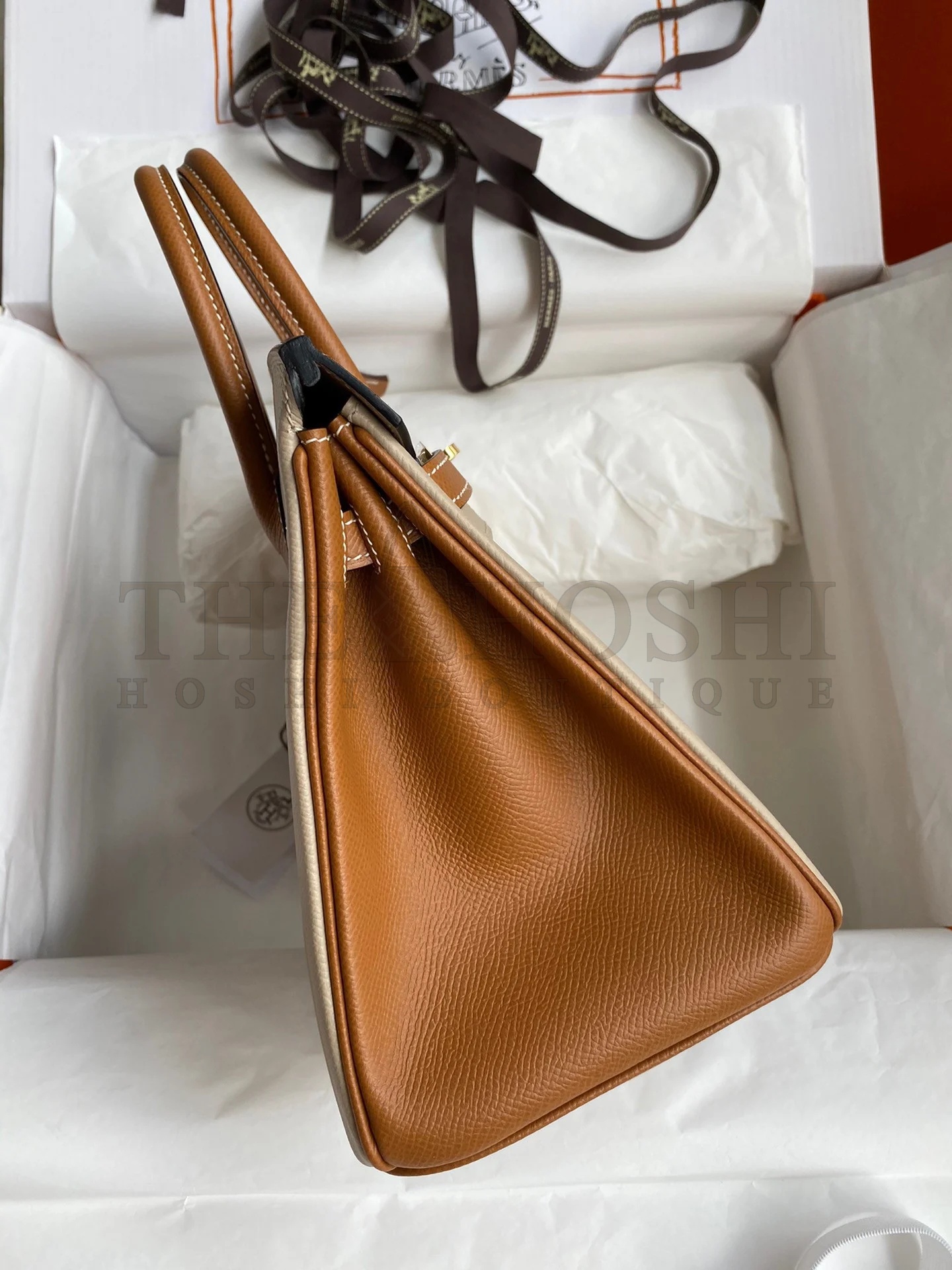 H**me5 HSS Birkin 25 Bicolor Bag in Trench and Gold Epsom Calfskin Master Quality