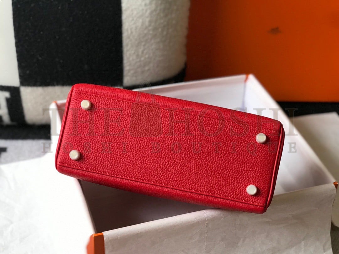 H**me5 Kelly 32cm Retourne Bag in Red Clemence Leather GHW Master Quality