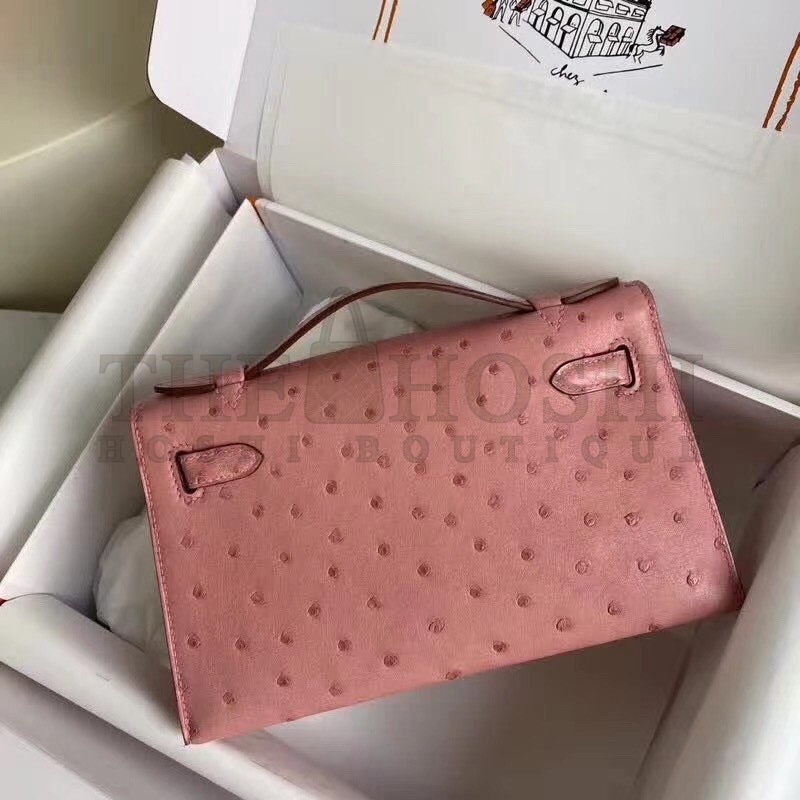 H**me5 Terre Cutie Kelly Pochette Ostrich Handmade Bag Master Quality