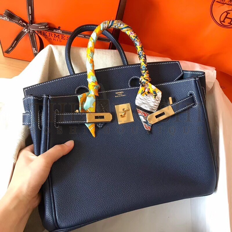 H**me5 Navy Blue Birkin 30cm Clemence Handmade Bag Master Quality