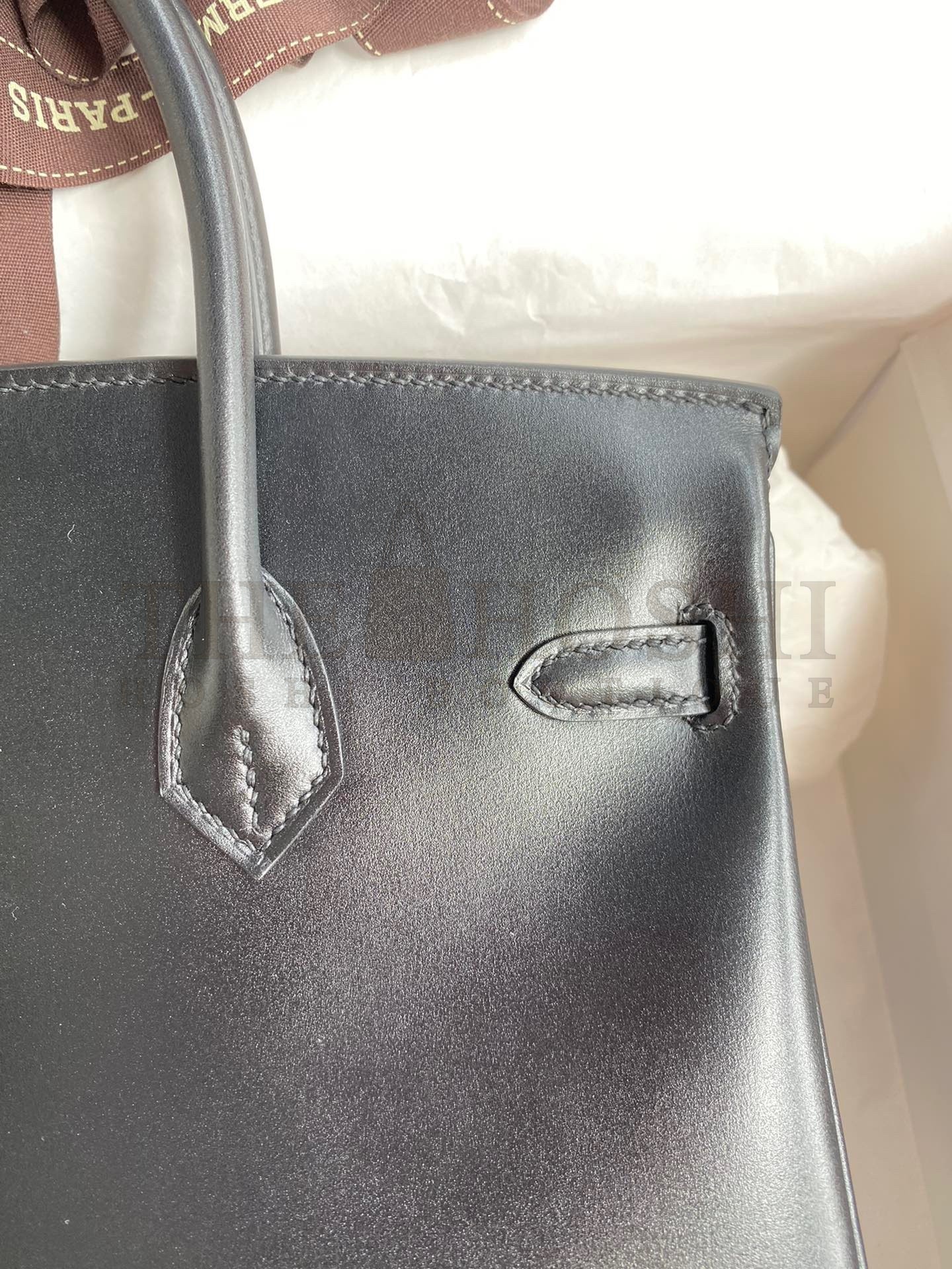 H**me5 Birkin 25 Retourne Handmade Bag In Black Box Calfskin Master Quality