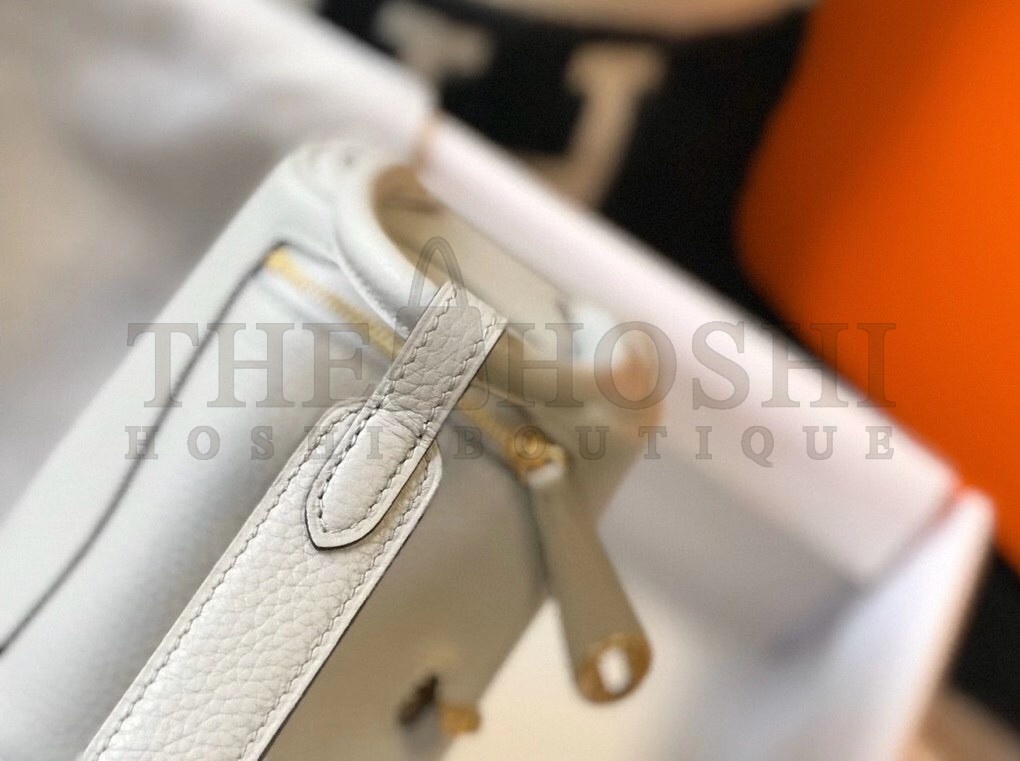 H**me5 Mini Lindy Bag In Pearl Grey Clemence Leather Master Quality