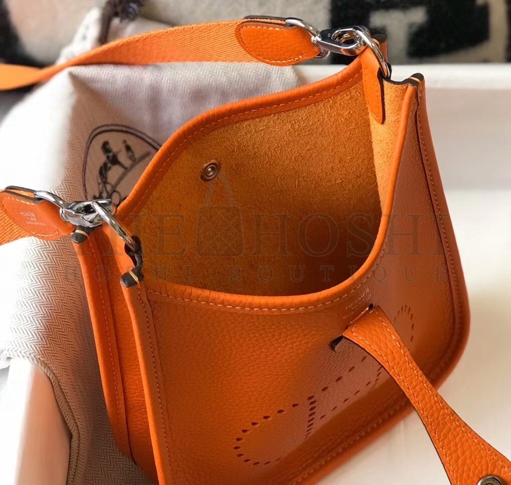 H**me5 Evelyne III TPM Bag In Orange Clemence Leather Master Quality