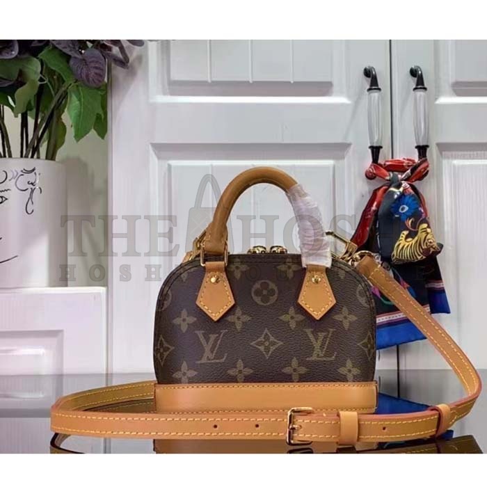 L0vis Vvtt0n LV Women Nano Alma Handbag Monogram Coated Canvas Natural Cowhide Leather Master Quality